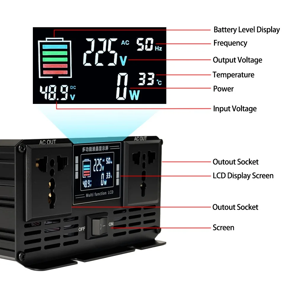 Onduleur à onde sinusoïdale pu - Pure Sine Wave Inverter 5000W 48V 220V avis et prix